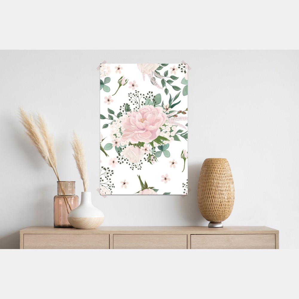 Plakat delikatny różowy wzór peonii – Wallissimo® Plakat delikatny różowy wzór peonii – Wallissimo®