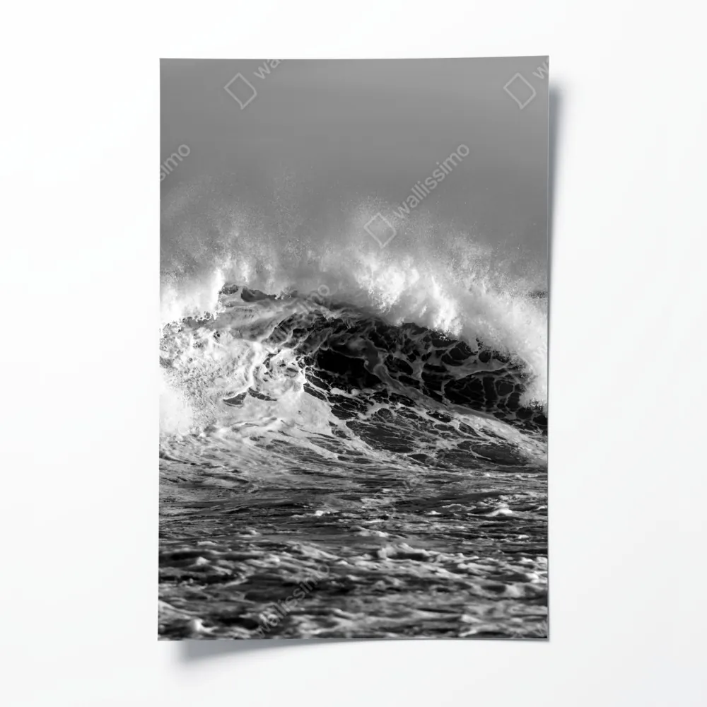 Plakat dramatyczna czarno-biała fala oceanu – Wallissimo® Plakat dramatyczna czarno-biała fala oceanu – Wallissimo®