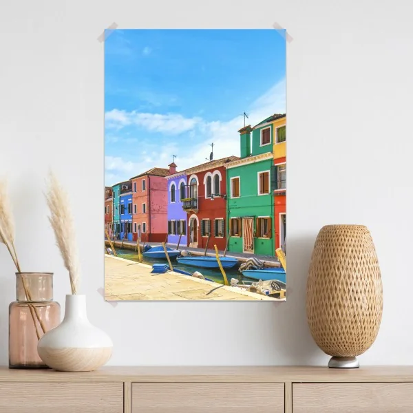 Plakat kolorowe domy nad kanałem w Burano – Wallissimo® Plakat kolorowe domy nad kanałem w Burano – Wallissimo®
