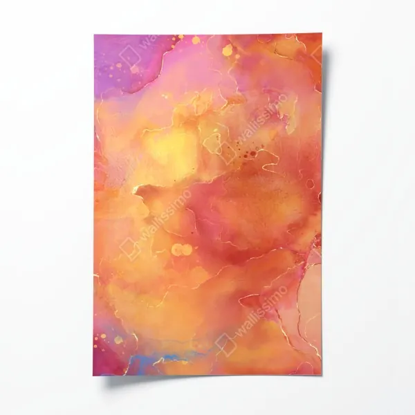 Plakat żywa akwarelowa abstrakcja w ciepłych barwach