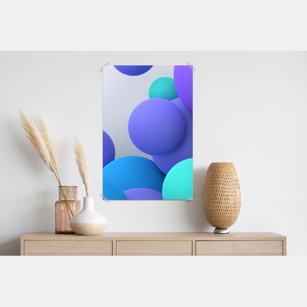 Plakat kolorowe pływające kule 3d abstrakcja – Wallissimo® Plakat kolorowe pływające kule 3d abstrakcja – Wallissimo®