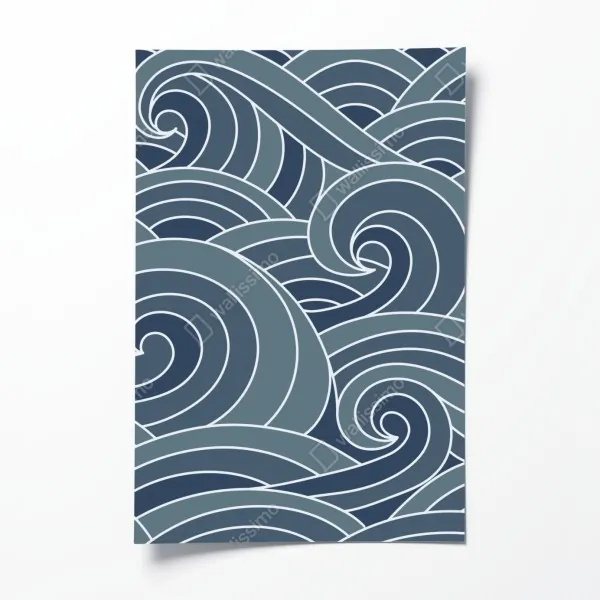 Plakat stylizowany wzór fal morskich