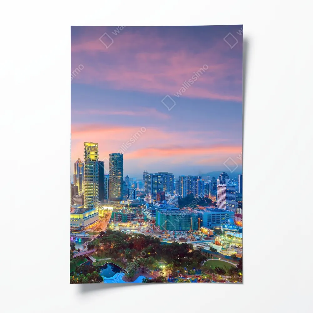 Plakat Kuala Lumpur panorama o zmierzchu – Wallissimo® Plakat Kuala Lumpur panorama o zmierzchu – Wallissimo®