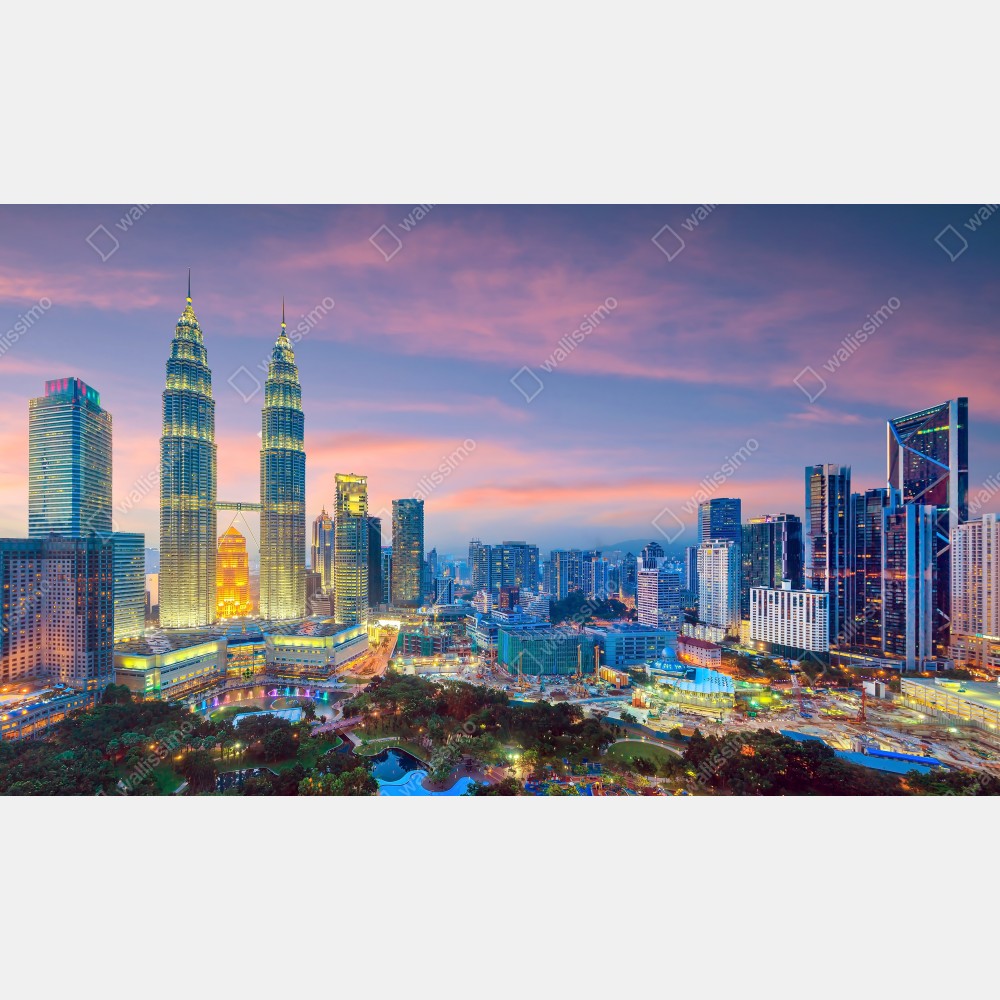 Plakat Kuala Lumpur panorama o zmierzchu – Wallissimo® Plakat Kuala Lumpur panorama o zmierzchu – Wallissimo®