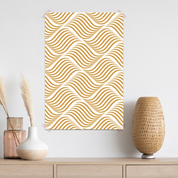 Plakat złoty wzór falowy do dekoracji ściennej – Wallissimo® Plakat złoty wzór falowy do dekoracji ściennej – Wallissimo®