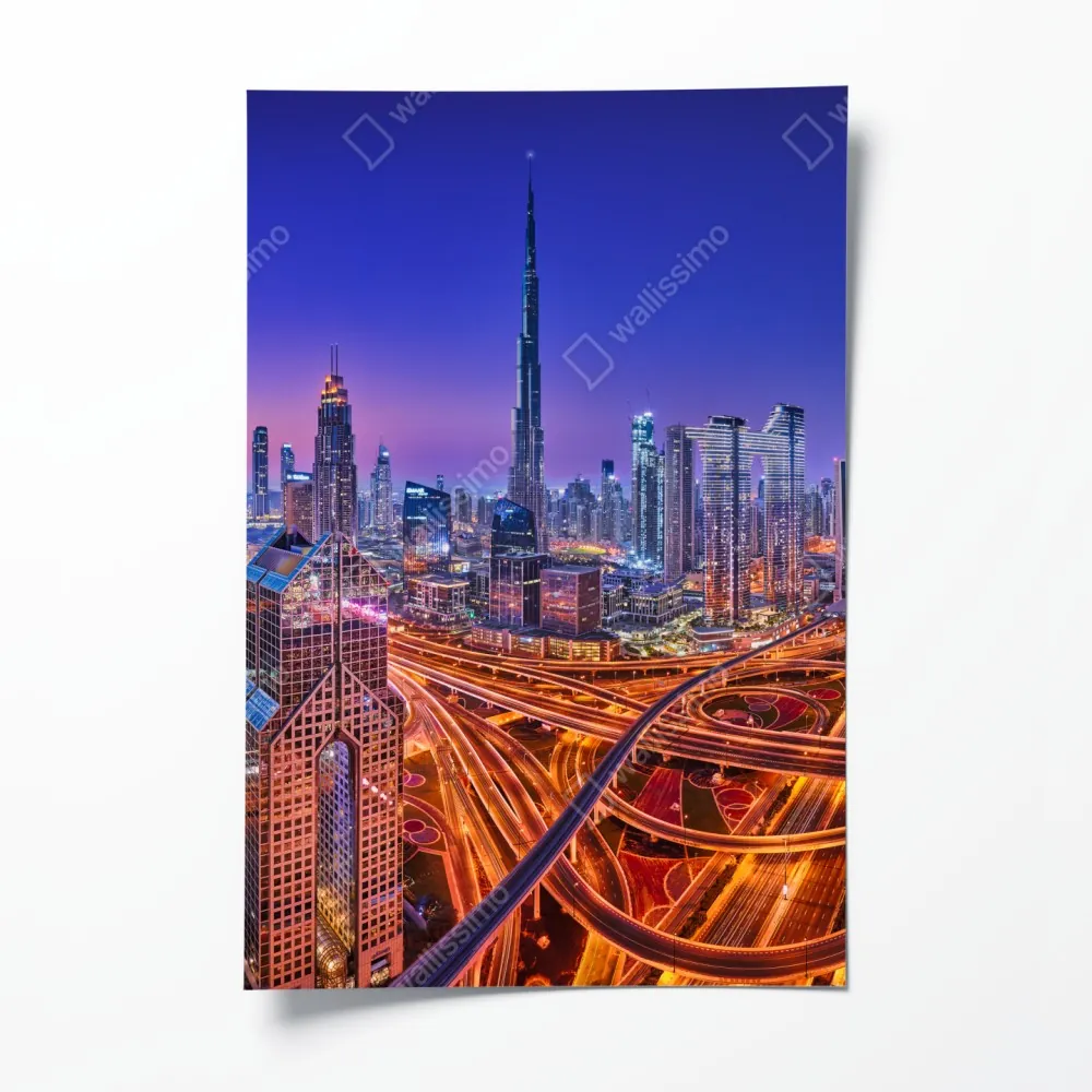 Plakat Dubaj nocą: panorama miejskich świateł – Wallissimo® Plakat Dubaj nocą: panorama miejskich świateł – Wallissimo®