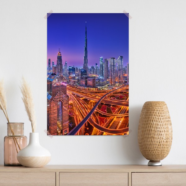 Plakat Dubaj nocą: panorama miejskich świateł – Wallissimo® Plakat Dubaj nocą: panorama miejskich świateł – Wallissimo®