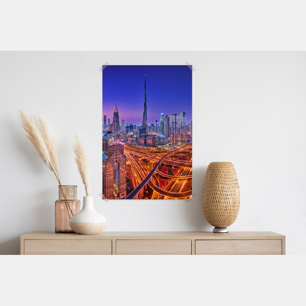 Plakat Dubaj nocą: panorama miejskich świateł – Wallissimo® Plakat Dubaj nocą: panorama miejskich świateł – Wallissimo®