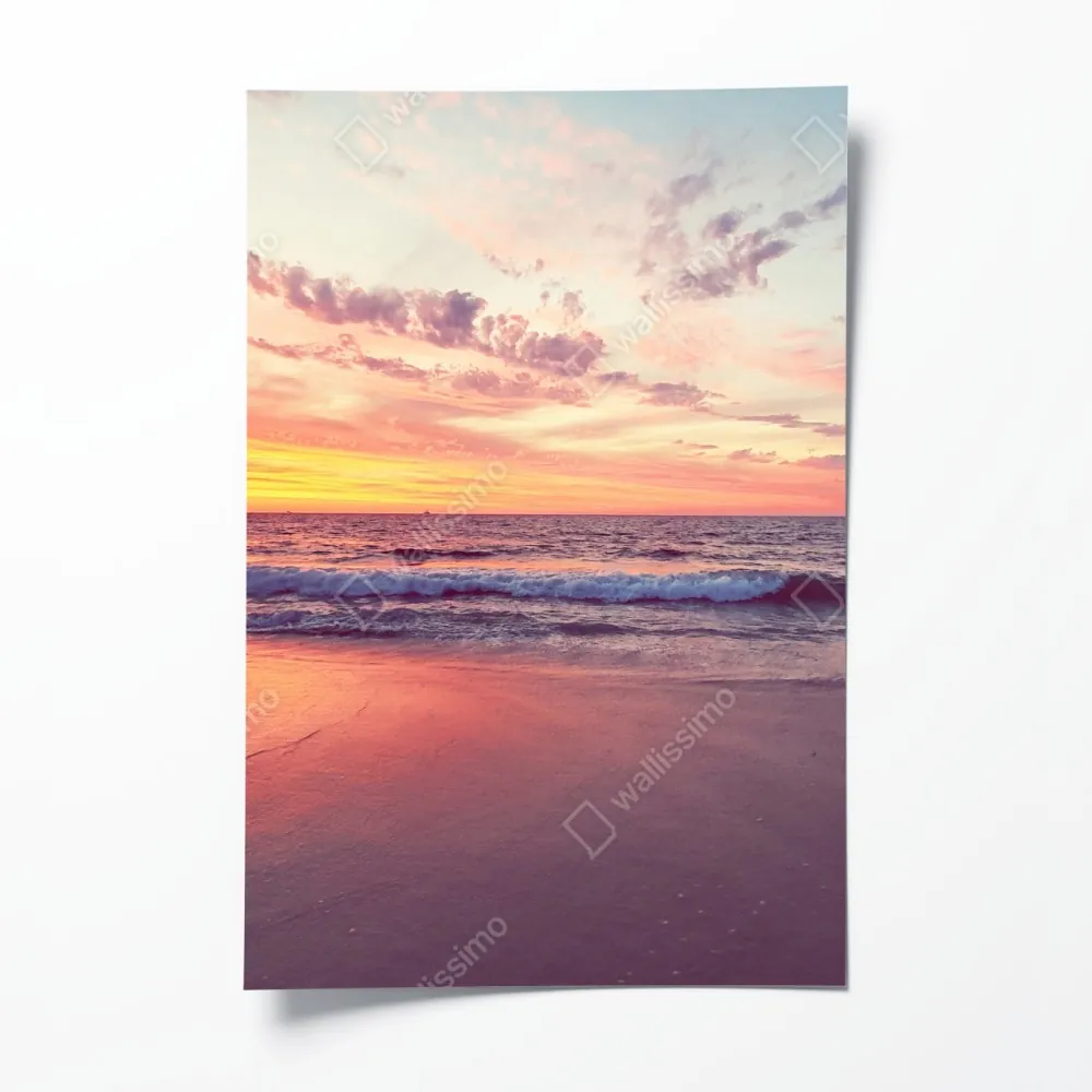 Plakat pastelowy zachód słońca nad spokojnym morzem – Wallissimo® Plakat pastelowy zachód słońca nad spokojnym morzem – Wallissimo®