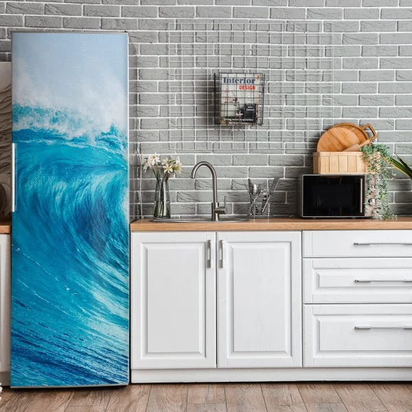 Naklejka na lodówkę majestatyczna niebieska fala oceaniczna