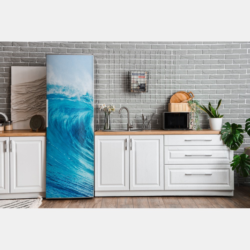 Naklejka na lodówkę majestatyczna niebieska fala oceaniczna – Wallissimo® Naklejka na lodówkę majestatyczna niebieska fala oceaniczna – Wallissimo®