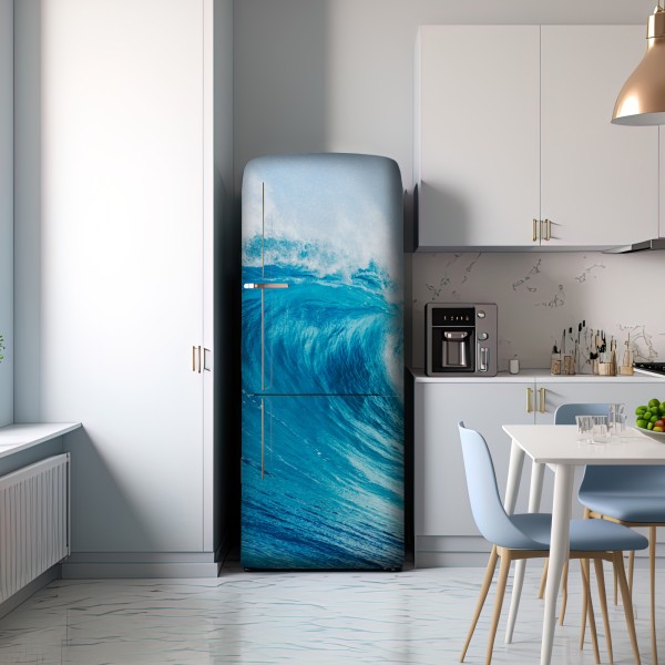 Naklejka na lodówkę majestatyczna niebieska fala oceaniczna – Wallissimo® Naklejka na lodówkę majestatyczna niebieska fala oceaniczna – Wallissimo®
