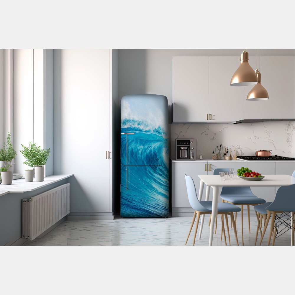 Naklejka na lodówkę majestatyczna niebieska fala oceaniczna – Wallissimo® Naklejka na lodówkę majestatyczna niebieska fala oceaniczna – Wallissimo®