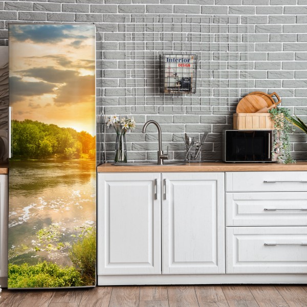 Naklejka na lodówkę tropikalny botaniczny wzór kwiatowy – Wallissimo®