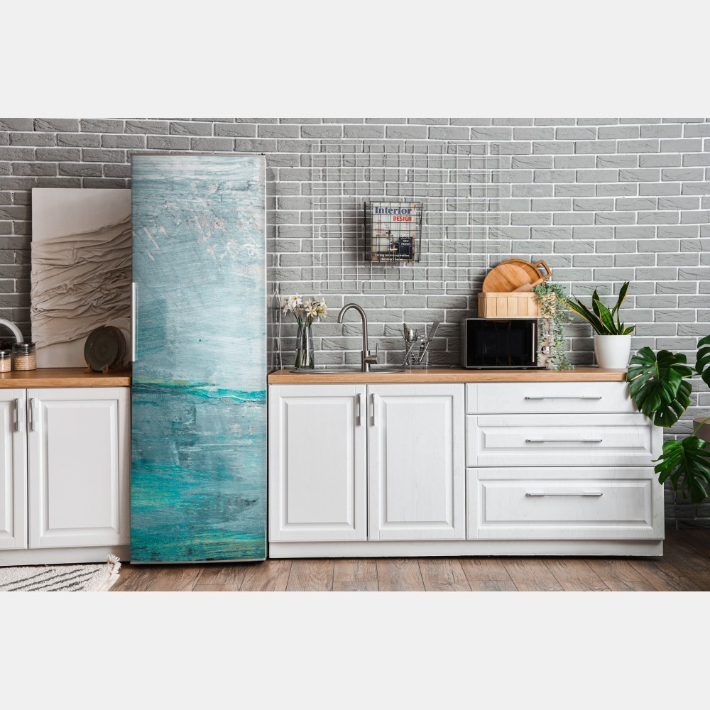Naklejka na lodówkę spokojna turkusowa abstrakcyjna morska panorama – Wallissimo® Naklejka na lodówkę spokojna turkusowa abstrakcyjna morska panorama – Wallissimo®