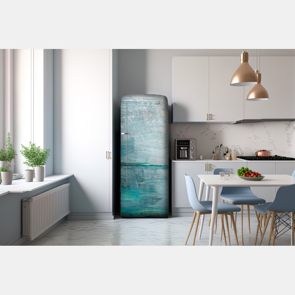 Naklejka na lodówkę spokojna turkusowa abstrakcyjna morska panorama – Wallissimo® Naklejka na lodówkę spokojna turkusowa abstrakcyjna morska panorama – Wallissimo®