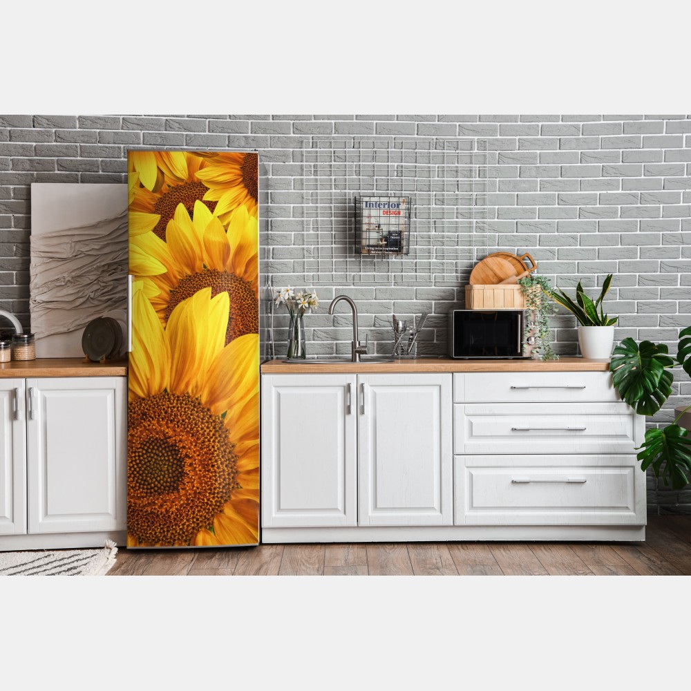 Naklejka na lodówkę złoty kwiat słonecznika – Wallissimo® Naklejka na lodówkę złoty kwiat słonecznika – Wallissimo®
