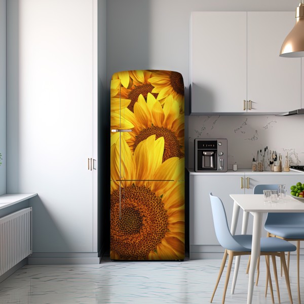Naklejka na lodówkę złoty kwiat słonecznika – Wallissimo® Naklejka na lodówkę złoty kwiat słonecznika – Wallissimo®