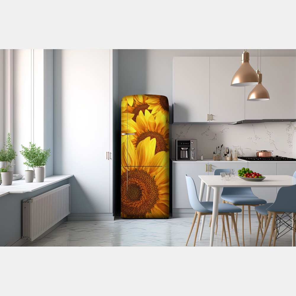 Naklejka na lodówkę złoty kwiat słonecznika – Wallissimo® Naklejka na lodówkę złoty kwiat słonecznika – Wallissimo®