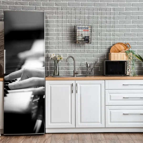 Naklejka na lodówkę biała tekstura marmuru z szarymi żyłkami – Wallissimo®