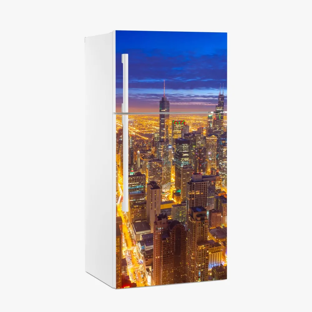 Naklejka na lodówkę Chicago nocna panorama miasta – Wallissimo® Naklejka na lodówkę Chicago nocna panorama miasta – Wallissimo®