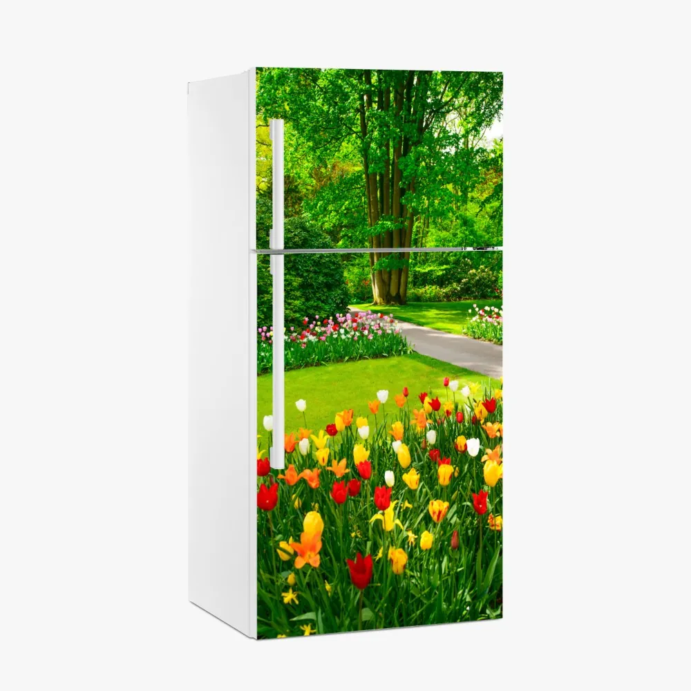 Naklejka na lodówkę żywy ogród tulipanów w Keukenhof – Wallissimo® Naklejka na lodówkę żywy ogród tulipanów w Keukenhof – Wallissimo®