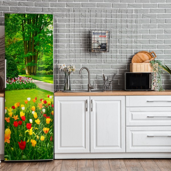 Naklejka na lodówkę gęsta ściana czerwonych róż – Wallissimo®