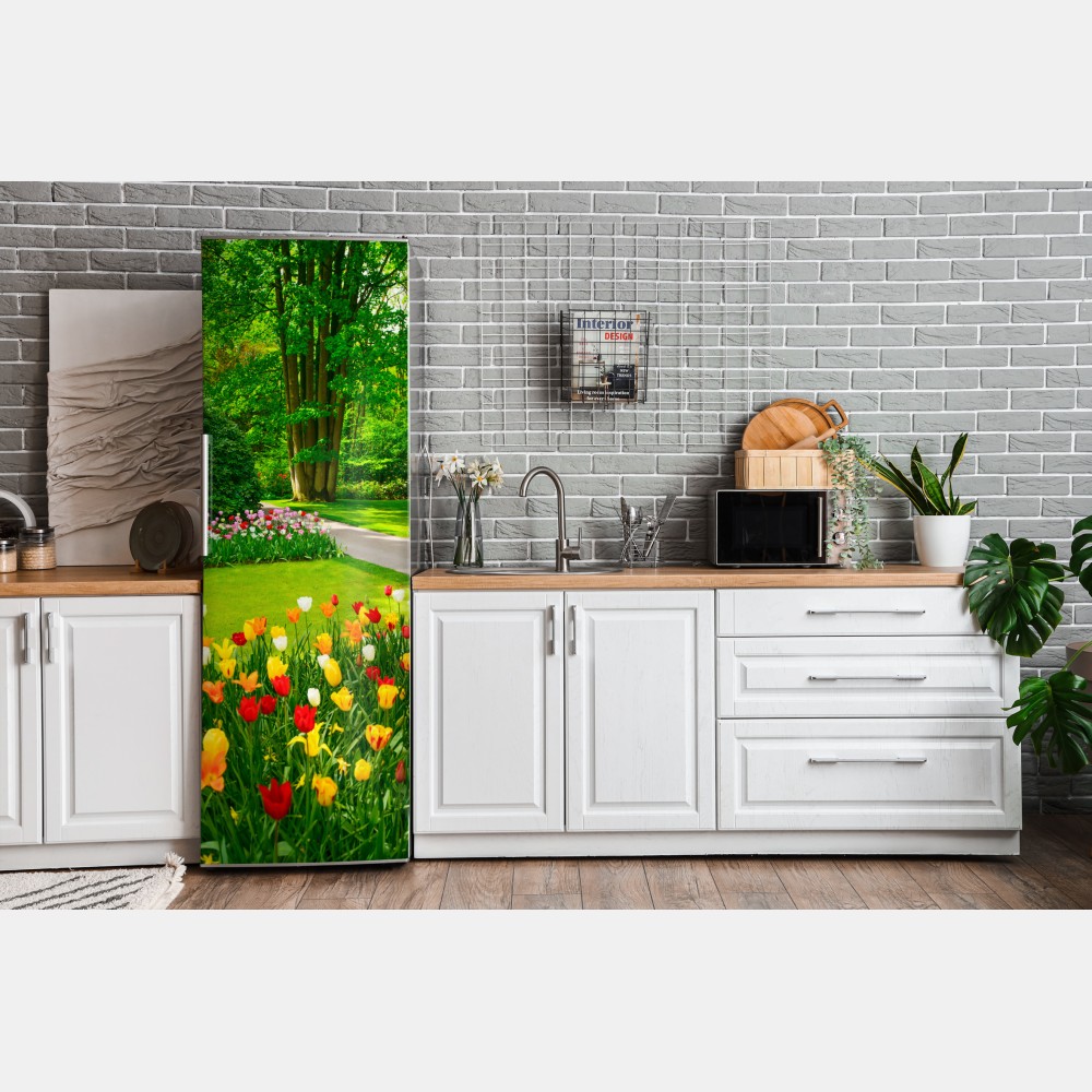 Naklejka na lodówkę żywy ogród tulipanów w Keukenhof – Wallissimo® Naklejka na lodówkę żywy ogród tulipanów w Keukenhof – Wallissimo®