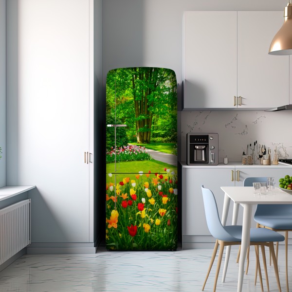 Naklejka na lodówkę żywy ogród tulipanów w Keukenhof – Wallissimo® Naklejka na lodówkę żywy ogród tulipanów w Keukenhof – Wallissimo®