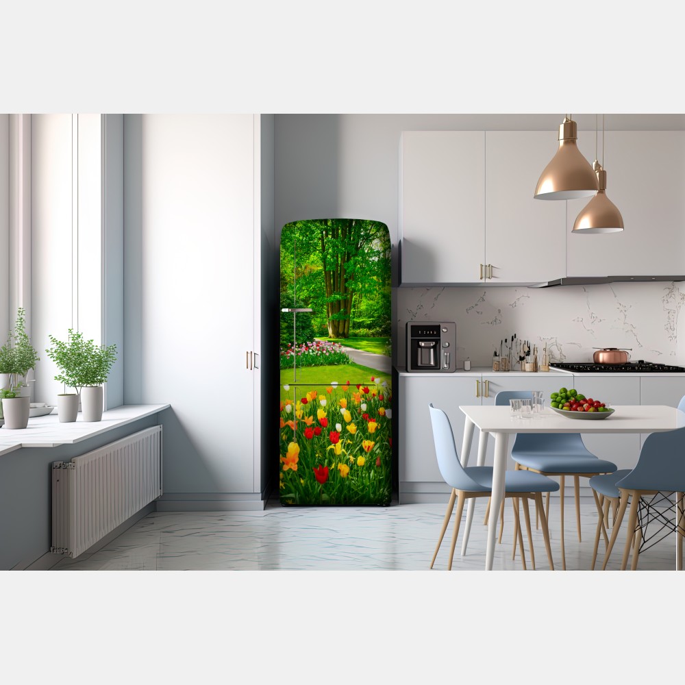 Naklejka na lodówkę żywy ogród tulipanów w Keukenhof – Wallissimo® Naklejka na lodówkę żywy ogród tulipanów w Keukenhof – Wallissimo®