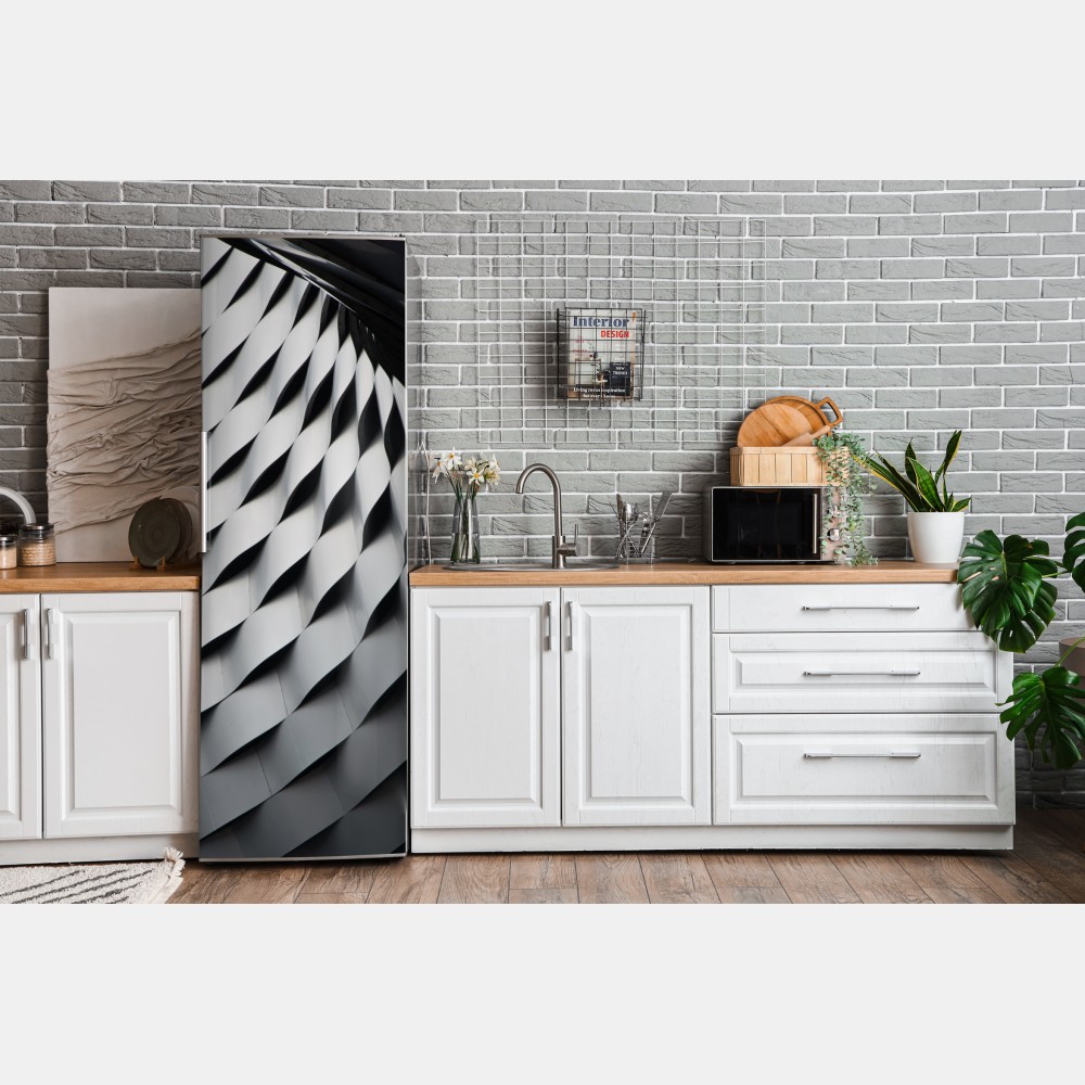 Naklejka na lodówkę monochromatyczny geometryczny wzór z metalu – Wallissimo® Naklejka na lodówkę monochromatyczny geometryczny wzór z metalu – Wallissimo®