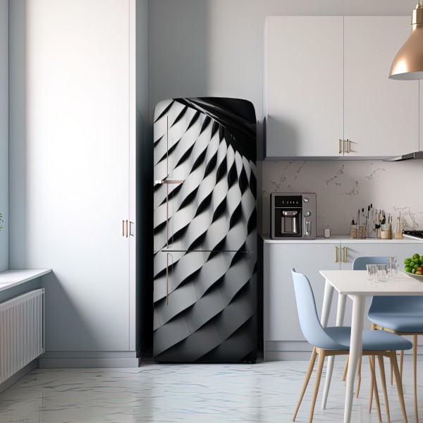 Naklejka na lodówkę monochromatyczny geometryczny wzór z metalu – Wallissimo® Naklejka na lodówkę monochromatyczny geometryczny wzór z metalu – Wallissimo®