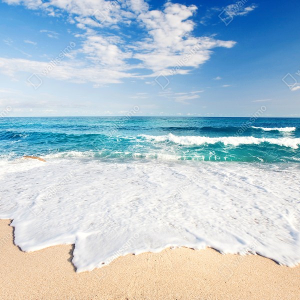 Naklejka na lodówkę turkusowe fale na piaszczystej plaży – Wallissimo® Naklejka na lodówkę turkusowe fale na piaszczystej plaży – Wallissimo®