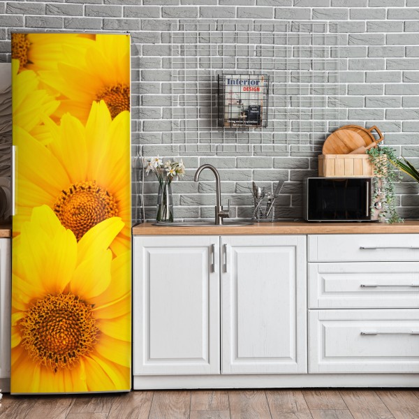 Naklejka na lodówkę luksusowy złoty wzór kwiatowy na granacie – Wallissimo®