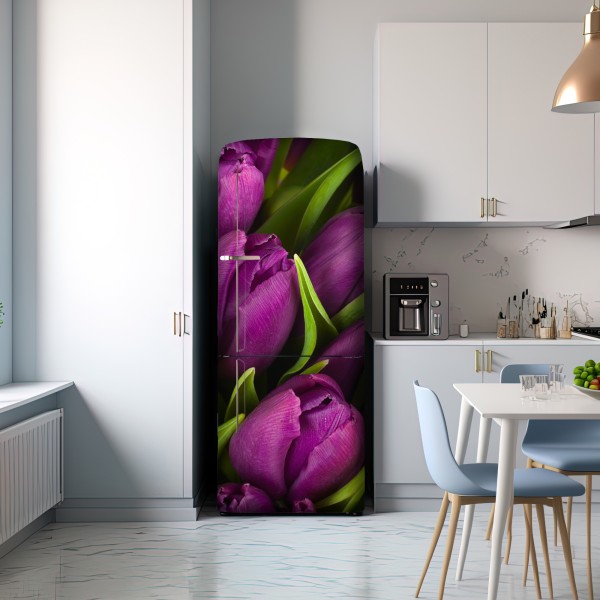 Naklejka na lodówkę fioletowy bukiet tulipanów – Wallissimo® Naklejka na lodówkę fioletowy bukiet tulipanów – Wallissimo®