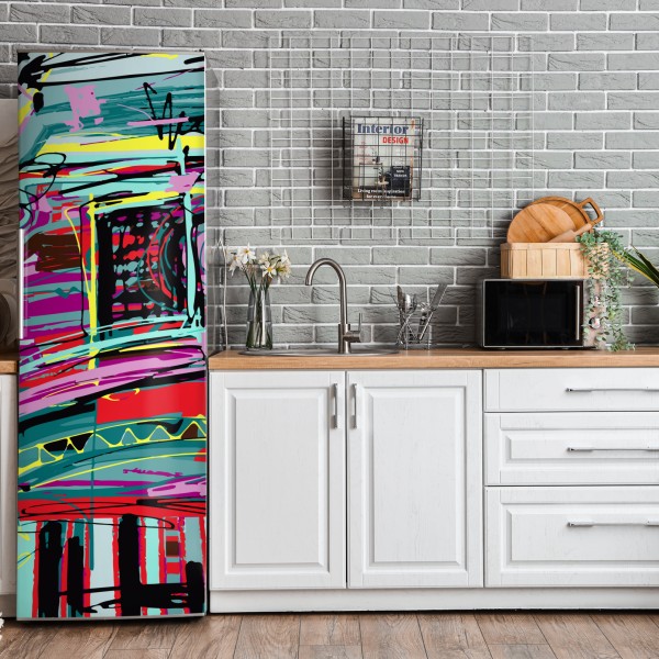 Naklejka na lodówkę delikatny różany wzór w pastelowych odcieniach – Wallissimo®