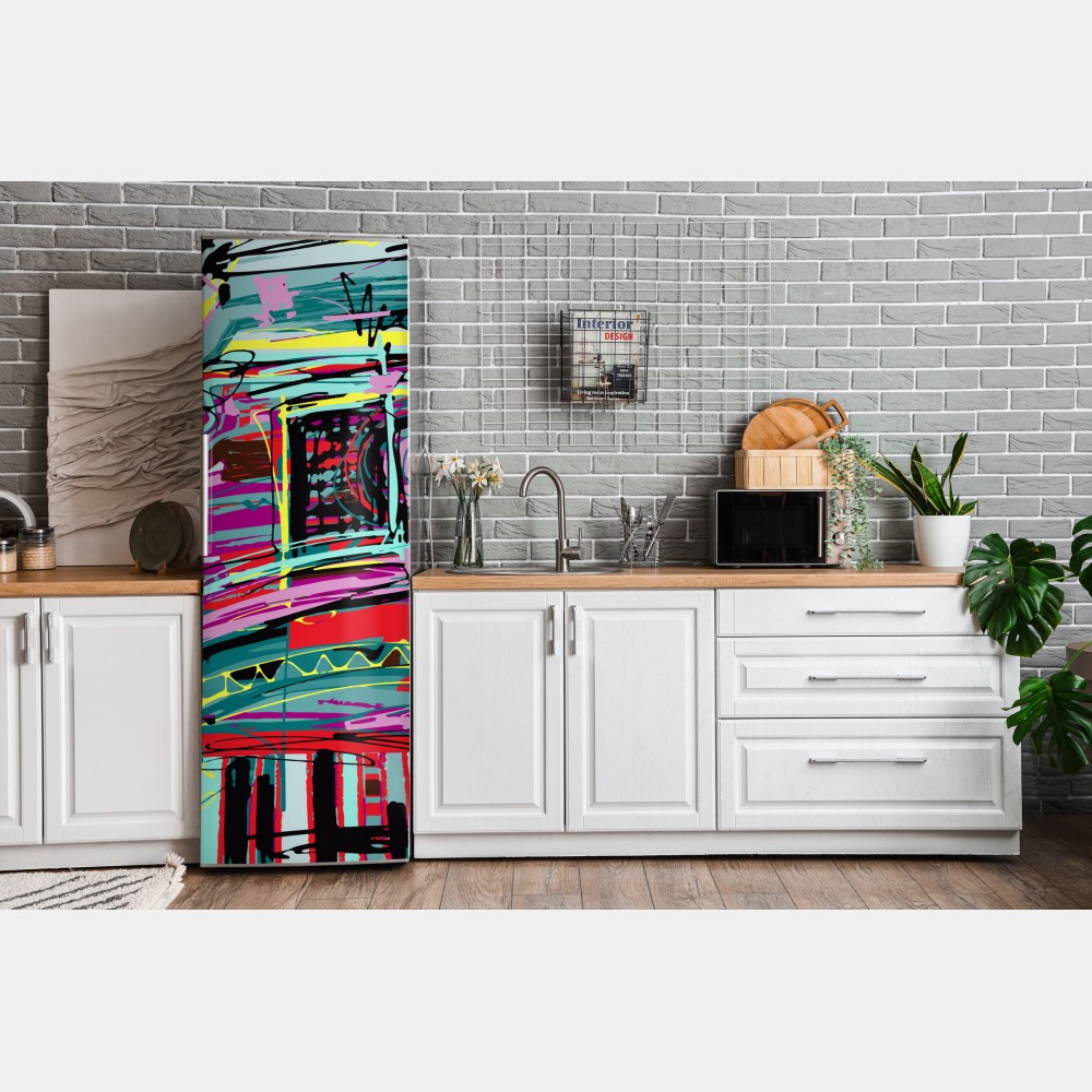 Naklejka na lodówkę żywa turkusowa abstrakcyjna kompozycja samochodowa – Wallissimo® Naklejka na lodówkę żywa turkusowa abstrakcyjna kompozycja samochodowa – Wallissimo®