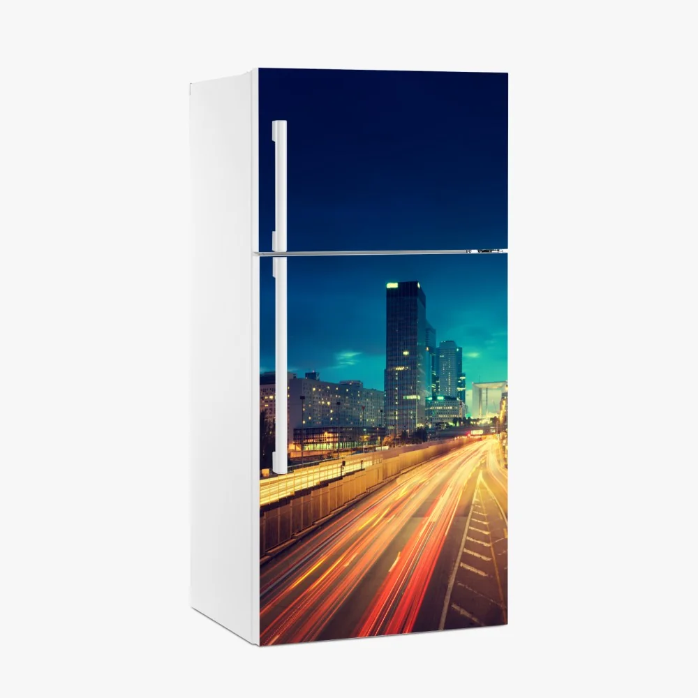 Naklejka na lodówkę La Défense panorama miasta o zmierzchu – Wallissimo® Naklejka na lodówkę La Défense panorama miasta o zmierzchu – Wallissimo®