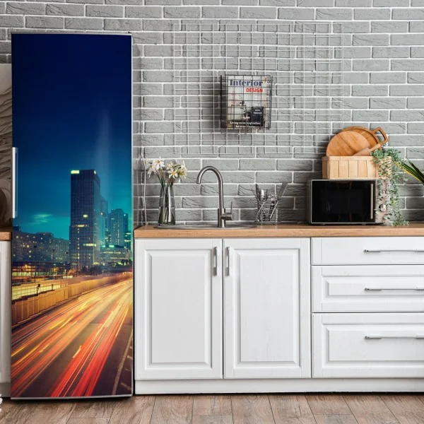 Naklejka na lodówkę elegancki szary wzór damasceński – Wallissimo®