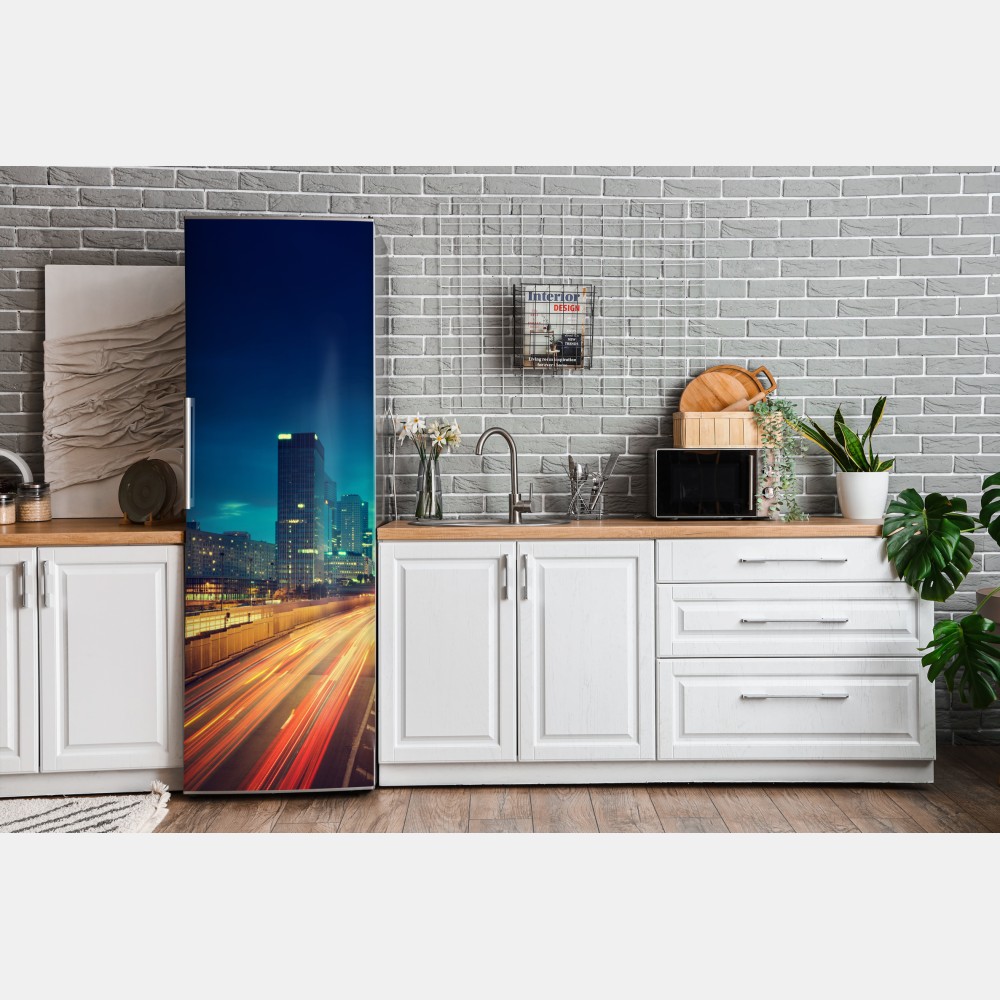 Naklejka na lodówkę La Défense panorama miasta o zmierzchu – Wallissimo® Naklejka na lodówkę La Défense panorama miasta o zmierzchu – Wallissimo®