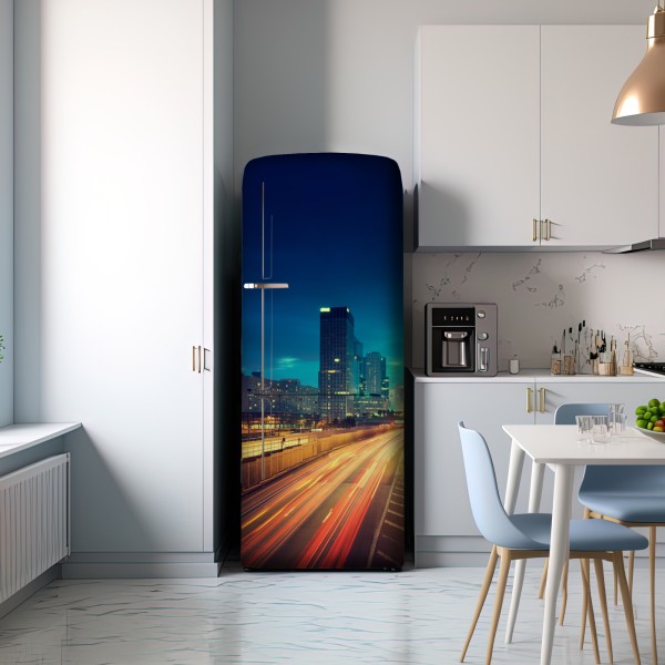 Naklejka na lodówkę La Défense panorama miasta o zmierzchu – Wallissimo® Naklejka na lodówkę La Défense panorama miasta o zmierzchu – Wallissimo®