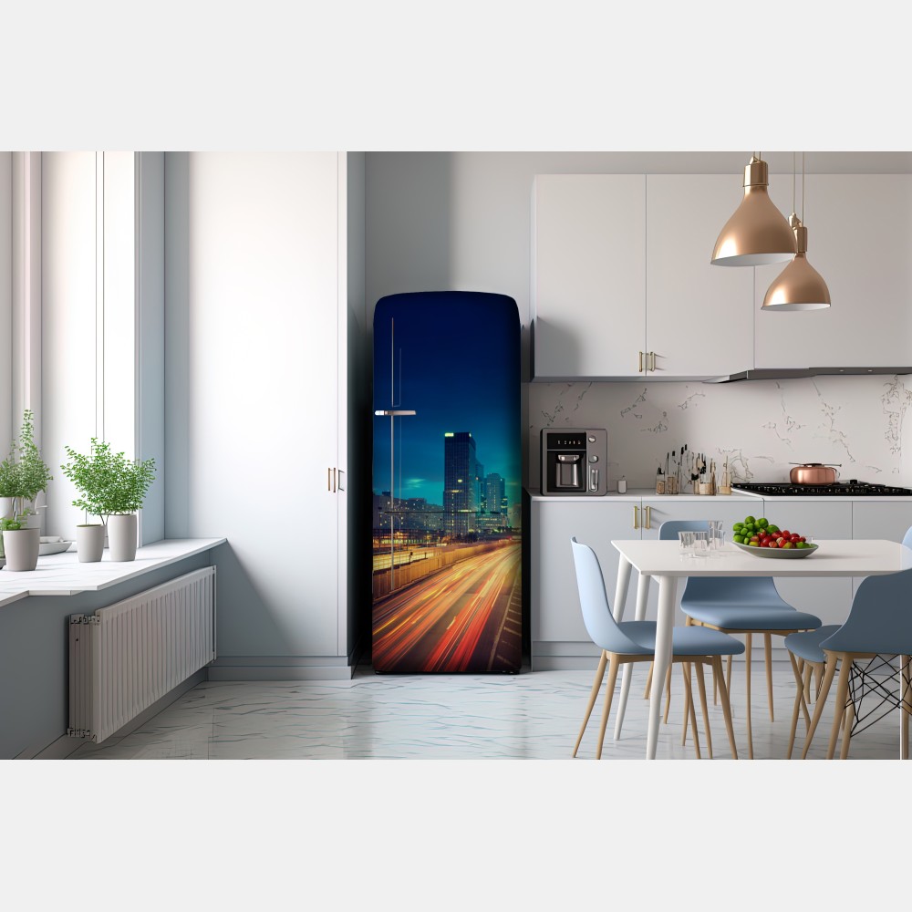 Naklejka na lodówkę La Défense panorama miasta o zmierzchu – Wallissimo® Naklejka na lodówkę La Défense panorama miasta o zmierzchu – Wallissimo®