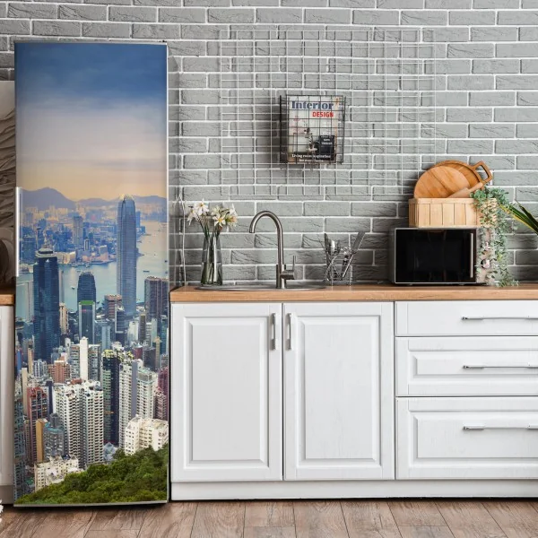 Naklejka na lodówkę delikatny złoty wzór miłorzębu – Wallissimo®