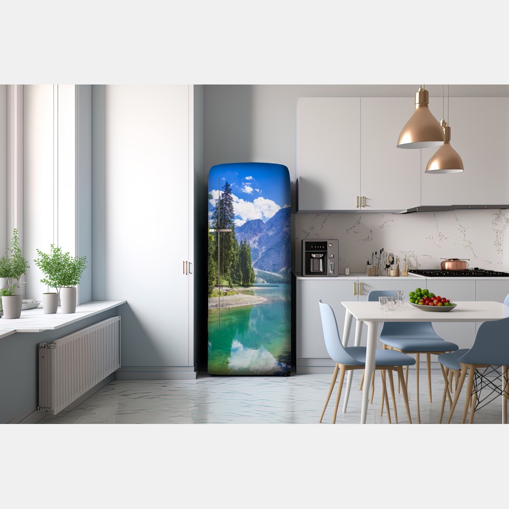 Naklejka na lodówkę Pragser Wildsee turkusowe górskie jezioro – Wallissimo® Naklejka na lodówkę Pragser Wildsee turkusowe górskie jezioro – Wallissimo®