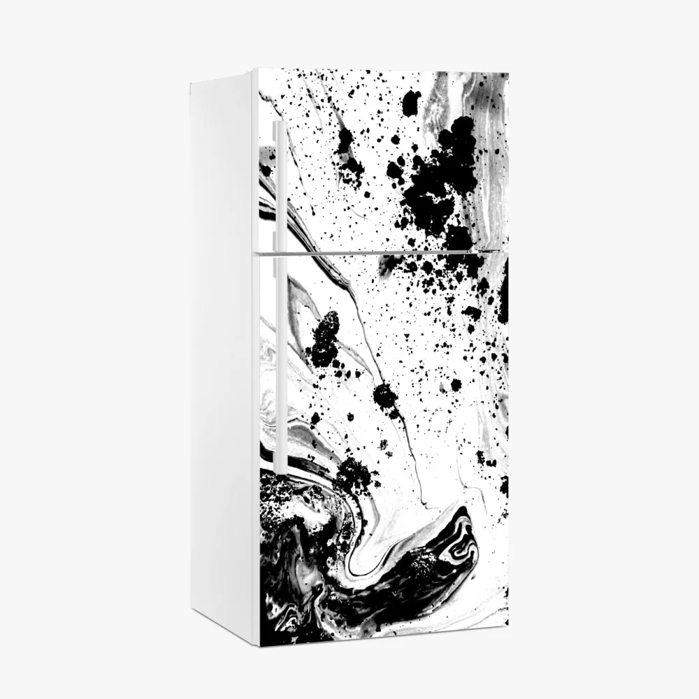 Naklejka na lodówkę monochromatyczny marmur atramentowy abstrakcja – Wallissimo® Naklejka na lodówkę monochromatyczny marmur atramentowy abstrakcja – Wallissimo®