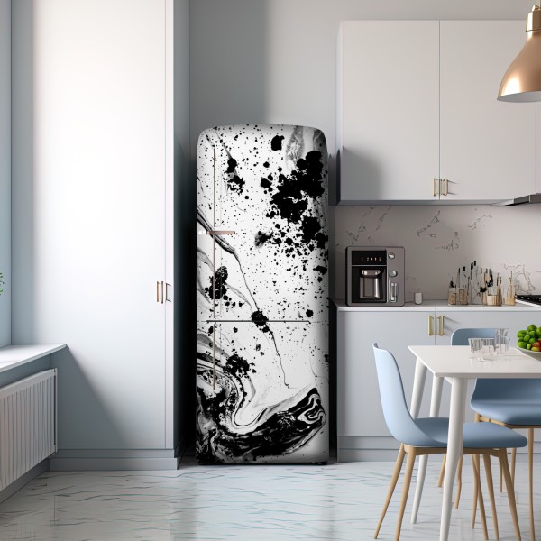 Naklejka na lodówkę monochromatyczny marmur atramentowy abstrakcja – Wallissimo® Naklejka na lodówkę monochromatyczny marmur atramentowy abstrakcja – Wallissimo®