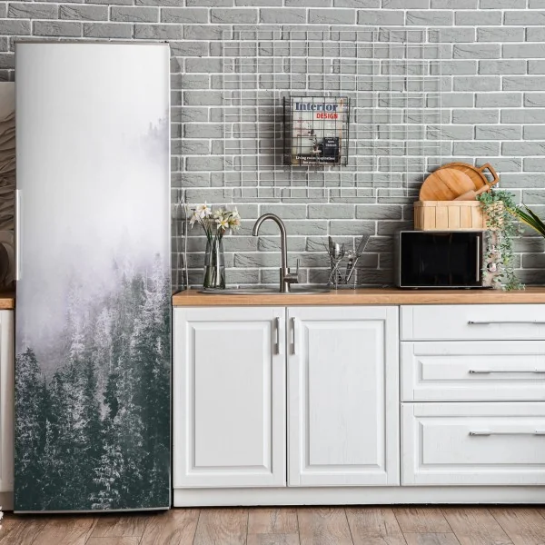 Naklejka na lodówkę mglisty las iglasty – Wallissimo® Naklejka na lodówkę mglisty las iglasty – Wallissimo®