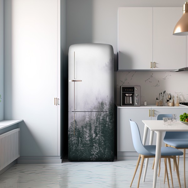 Naklejka na lodówkę mglisty las iglasty – Wallissimo® Naklejka na lodówkę mglisty las iglasty – Wallissimo®