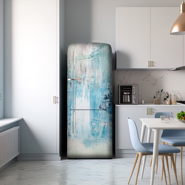 Naklejka na lodówkę turkusowa abstrakcyjna faktura olejna – Wallissimo® Naklejka na lodówkę turkusowa abstrakcyjna faktura olejna – Wallissimo®
