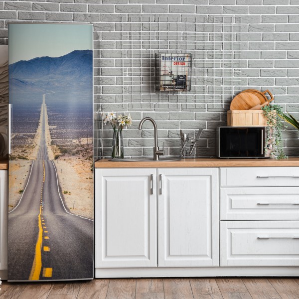 Naklejka na lodówkę jasny wzór z cytrynami i kwiatami – Wallissimo®